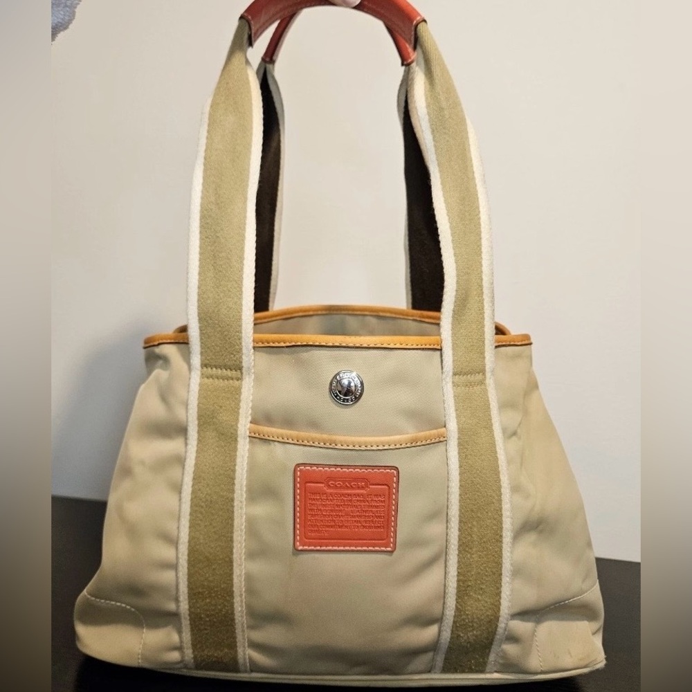 Coach Vintage Hampton Tote Handbag | Y2K Nylon & Leather | Authentic - Picture 10 of 11